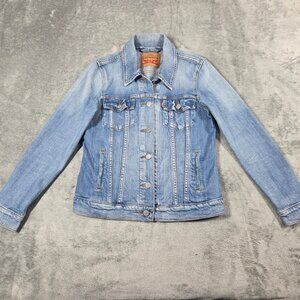 Levis Denim Jacket Womens Small Blue Original Trucker Stretch Western Preppy